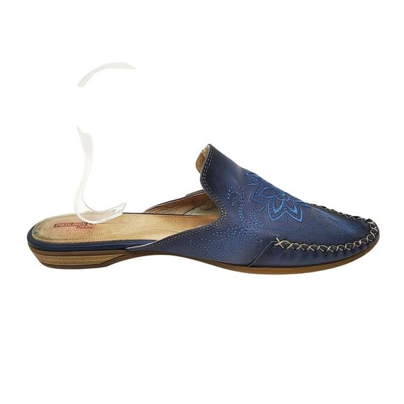 Pikolinos Shoes Womens 10/10.5 Mules Bari Blue Leather Boho Slip On 41 - Picture 4 of 10